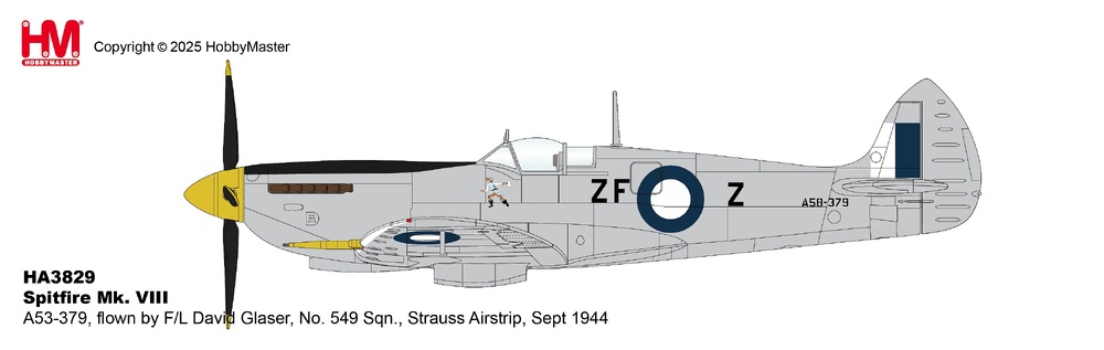 Spitfire Mk. VIII A53-379, David Glaser, esc. n.° 549, Strauss, Septiembre, 1944 