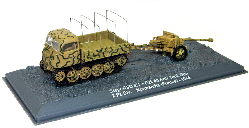 Steyr RSO 0/1 + Pak 40 Anti-tank Gun 2.Pz.Div. Normandía, 1944, 1:72, Altaya 