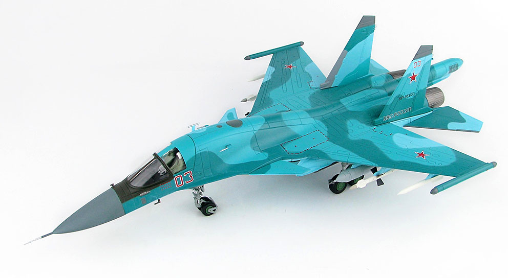 Su-34 Fullback, Caza Bombardero Red 03, Fuerzas Aéreas de Rusia, Siria, Enero 2015, 1:72, Hobby Master 