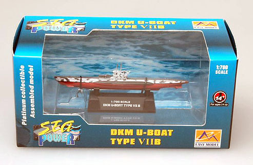 Submarino alemán U-Boot TYPE VIIB, 2ª Guerra Mundial, 1:700, Easy Model 