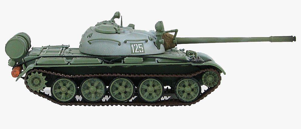T-55 Tanque Medio Soviético, # 125, maniobras militares de invierno, años 70, 1:72, Hobby Master 