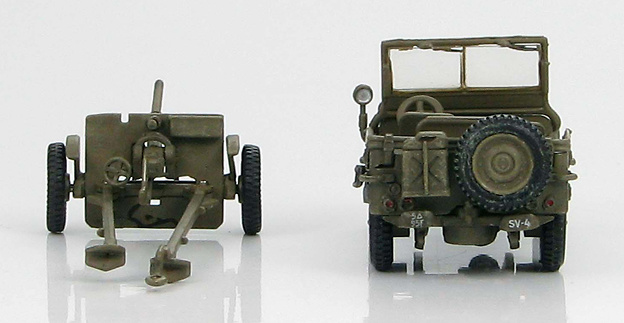 U.S. Willys Jeep with 37mm M3A1 anti-tank gun, 1:72, Hobby Master 