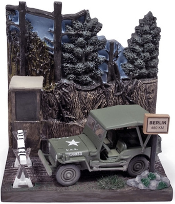 Jeep Willys "Checkpoint" con diorama, 2ª G.M., 1/64, Johnny Lightning 