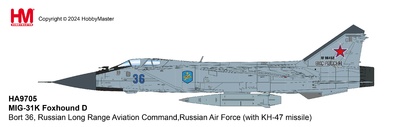 MIG31K Foxhound D Bort 36, Fuerza Aérea Rusa, 1:72, Hobby Master