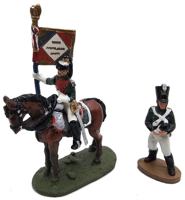 Soldado a caballo con bandera y soldado a pie, Batalla de Austerlitz, 1:60, Del Prado 