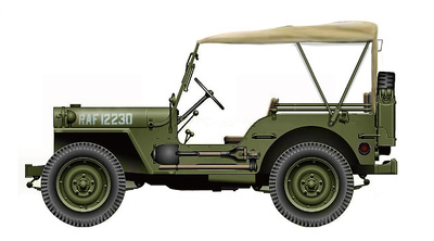 Willys MB Jeep RAF 12230, 2ª Guerra Mundial, 1:72, Hobby Master