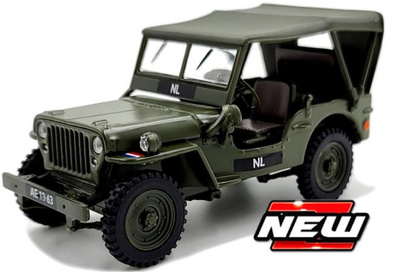 jeep Willys M38A1 NEKAF, con capota de lona, Paises Bajos, 1955, 1:43, Cararama