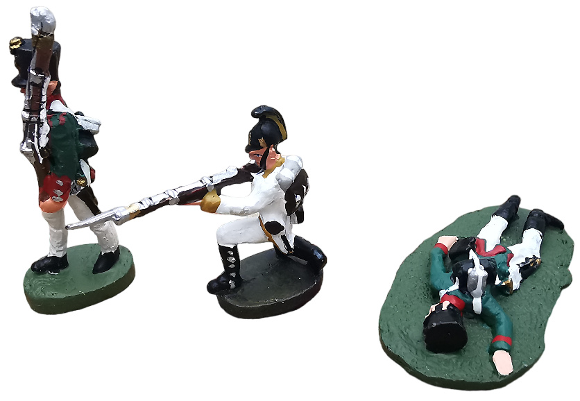 2 fusileros y un soldado abatido, Batalla de Austerlitz, 1:60, Del Prado 