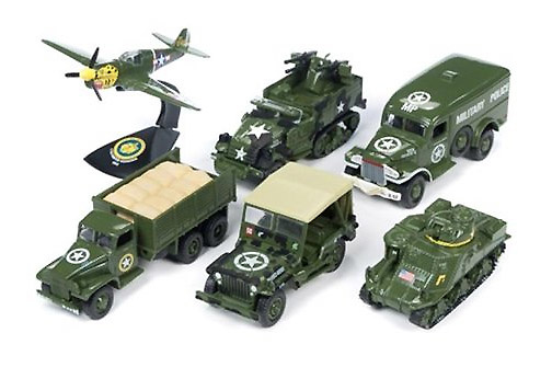 Assorted 6 World War II models, 1/64, Johnny Lightning 