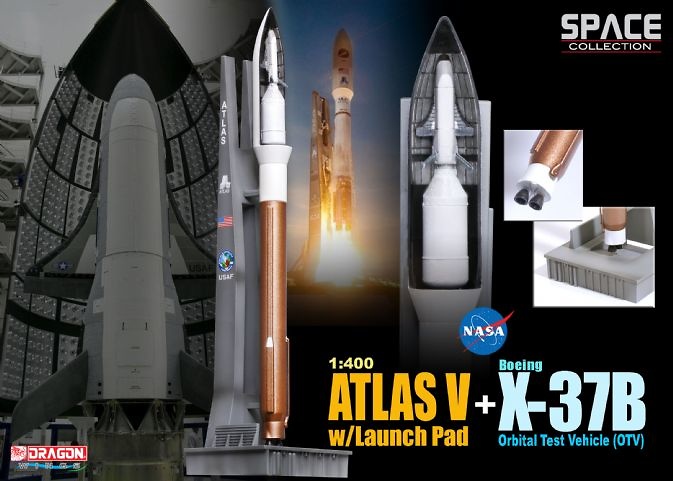 Atlas V w/Launch Pad + X-37B Orbital Test Vehicle (OTV), 2010, 1:400, Dragon Space Collection 