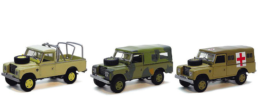 Conjunto de 3 Land Rover Serie III, 109, 1:72,Cararama 
