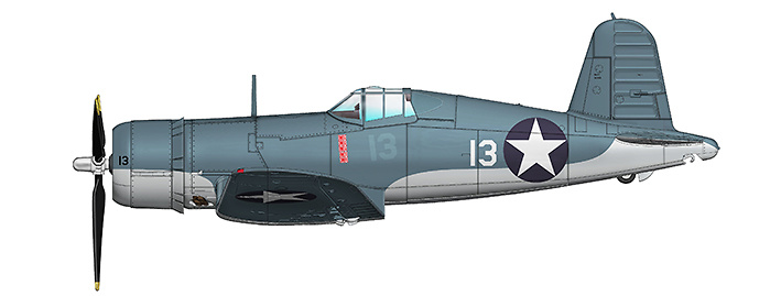F4U-1 Corsair No. 13, Lt Kenneth Walsh, VMF-124 Munda, 1943, 1:48, Hobby Master 