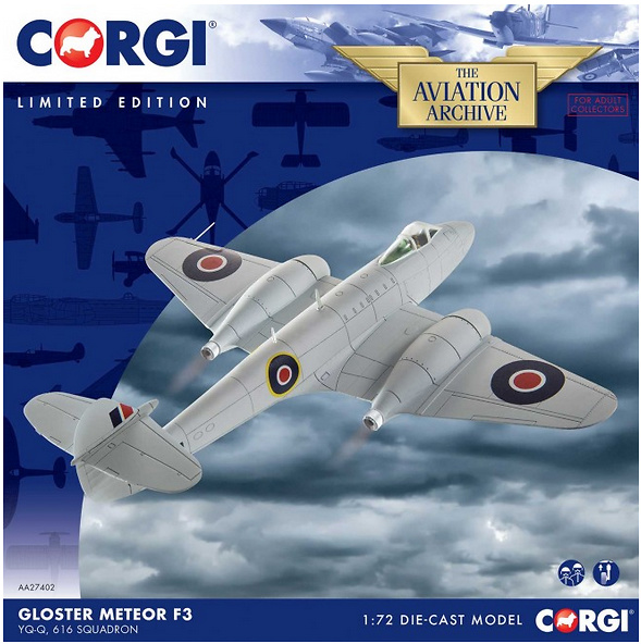 Gloster Meteor F3, YQ-Q, 616 Squadron, 1:72, Corgi 