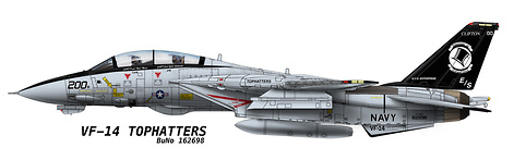 Grumman F-14A Tomcat VF-14 Tophatters, BuNo 162698, 1:72, Calibre Wings 