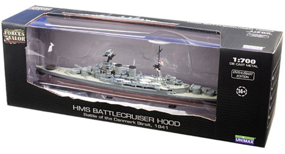HMS Battlecruiser Hood, Royal Navy, Battle of the Strait of Denmark, 1941, 1: 700, Forces of Valor 