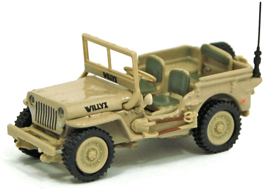 Jeep CJ-5, 1/4 ton, US Army, color desierto, 1:72, Cararama 