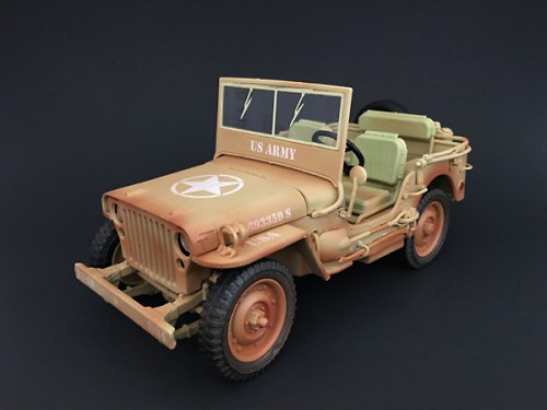 Jeep US Army, color desierto (con marcas de suciedad), 2ª Guerra Mundial, 1:18, American Diorama 
