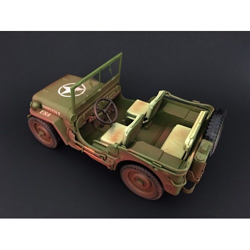 Jeep US Army, verde (con marcas de uso), 2ª Guerra Mundial, 1:18, American Diorama 