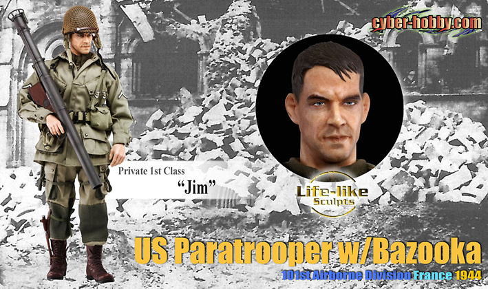 Jim (Private 1st Class), U.S. Paratrooper w/Bazooka 101st Airborne Division, France 1944, 1:6, Dragon Figures 