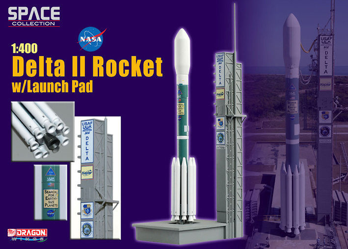 Lanzadera Delta II Rocket w/Launch Pad, 1:400, Dragon Space Collection 