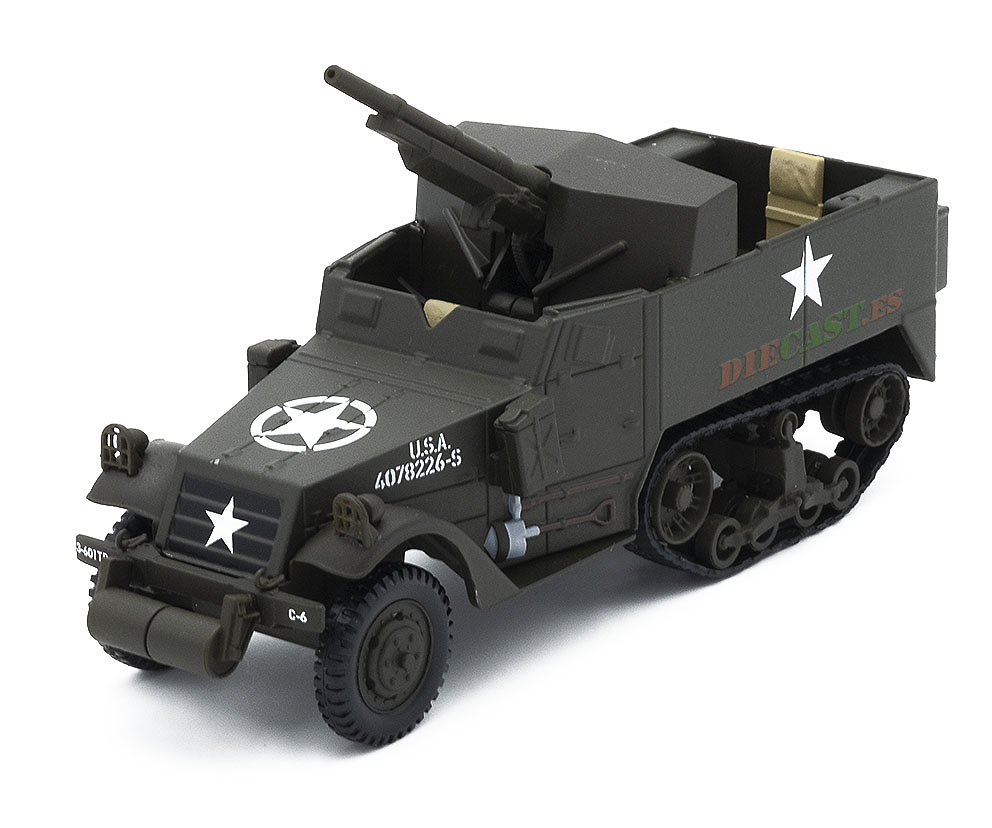 ATLAS EDITIONS 1/43 DIECAST WWII US ARMY M3A-1 HALF TRACK & 75MM GUN CARRIAGE 