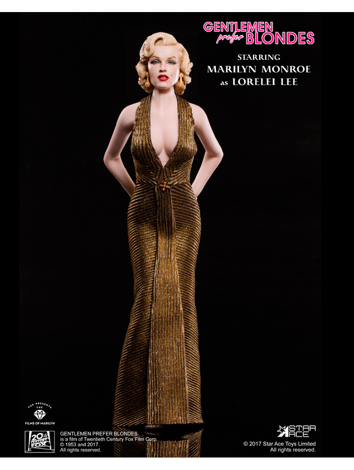 Marilyn Monroe con vestido dorado, en 