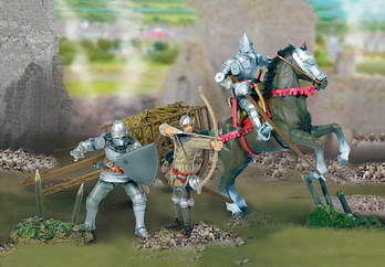 painted soldiers 1:32 scale Forces of Valor Three Mounted Knights with Lances 