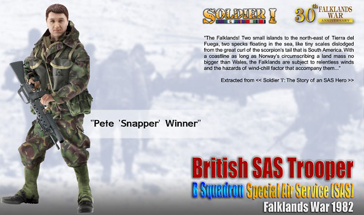 Pete 'Snapper' Winner, British SAS Trooper, B Squadron, Special Air Service (SAS),, Guerra de Las Malvinas, 1982, 1:6, Dragon Figures 