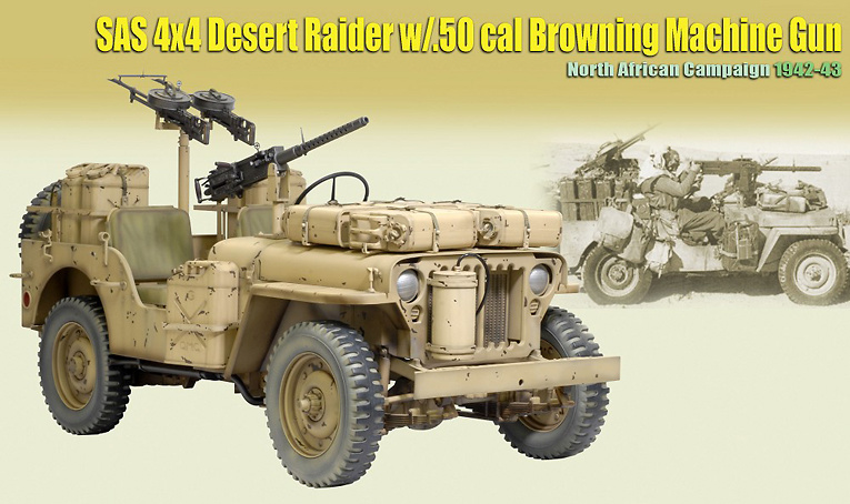 SAS 4x4 Desert Raider w/.50 cal Browning Machine Gun, North African Campaign 1942-43, 1:6, Dragon Figures 