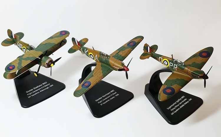 Set de 3 aviones, Batalla de Inglaterra, 75 Aniversario, 1:72, Oxford 