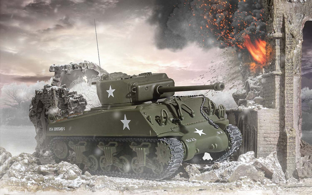 Sherman M4 A3 (versión tardía), Ejército de EE. UU. Luxemburgo 1944, 1:50, Corgi 