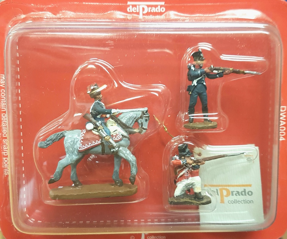 Soldado a caballo + 2 soldados a pie, 1:60, Del Prado 