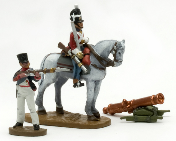 Soldado a caballo + cañón francés+ soldado a pie, 1:60, Del Prado 