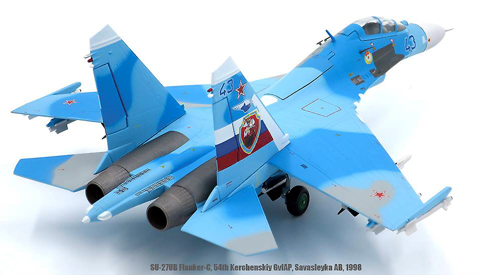 Sukhoi SU-27UB Flanker-C, 54th Kerchenskiy GvIAP, Blue 43, Fuerzas Aéreas Rusas, 1:72, JC Wings 
