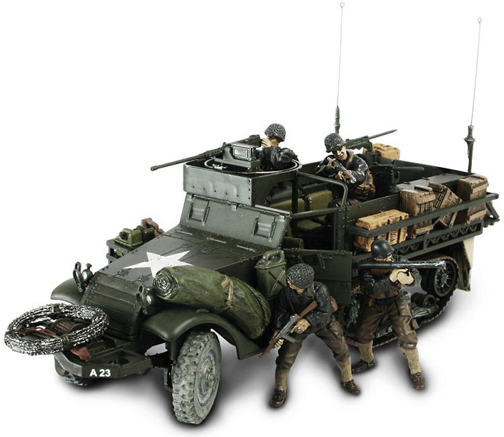 U.S. M3A1 Half-Track w/4 Soldiers & Side Ra, 1:32, Forces of Valor 
