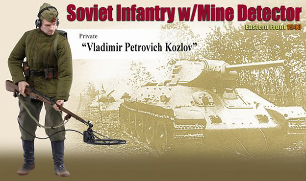 Vladimir Petrovich Kozlov (Private), Soviet Infantry w/Mine Detector, Eastern Front 1943, 1:6, Dragon Armor 
