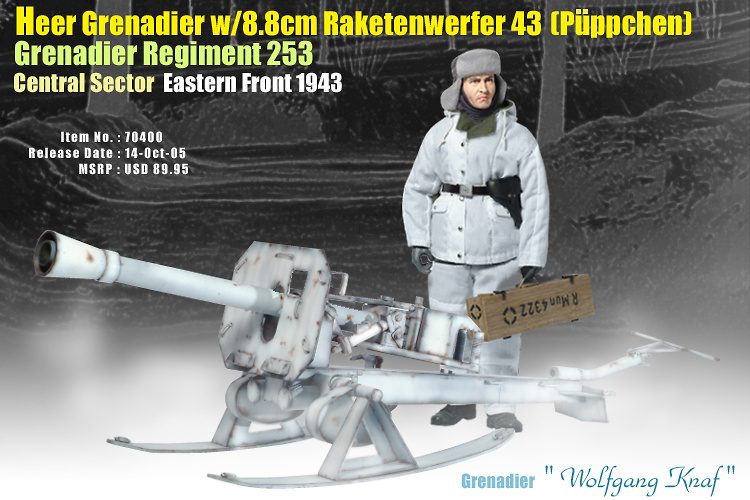 Wolfgang Knaf, Heer Grenadier with 8.8cm Raketenwerfer 43 (Puppchen), 1:6, Dragon Figures 