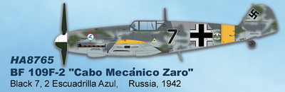 BF 109F-2, Cabo Mecánico Zaro, División Azul, Rusia, 1942, 1:48, Hobby Master