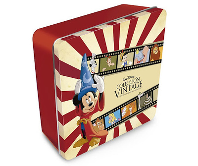 Colección de 10 figuras de personajes clásicos Disney + 10 libros y caja metálica