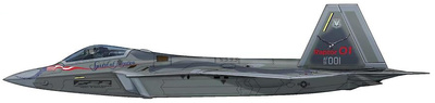 F-22 Raptor “Spirit of America” (underwing weapons: 2 x AGM-158, 8 x AIM-120, 2 x fuel tanks), 1:72, Hobby Master