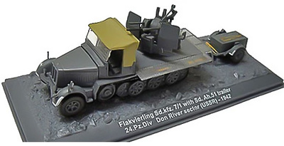 Flakvierling Sd.kfz.7/1 with Sd.Ah.51 trailer 24.pz.Div, Don river sector (USSR) 1942, 1:72, Altaya