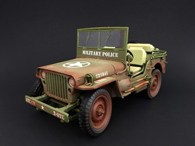 Jeep US Army, Policía Militar (con marcas de uso), 2ª Guerra Mundial, 1:18, American Diorama