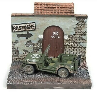 Jeep Willys "The Siege of Bastogne" con muro, 2ª G.M., 1/64, Johnny Lightning 
