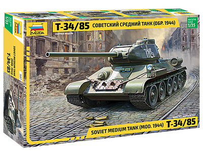T-34/85, Tanque medio soviético,  Segunda Guerra Mundial, 1944, 1:35, Zvezda